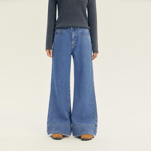 笛莎Deesha青少年女童裤子2025冬季女童牛仔喇叭裤 商品图1