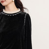 【10/1新品】熙世界法式千金风黑丝绒衬衫女秋冬高级感优雅赫本木耳边长袖上衣 商品缩略图4