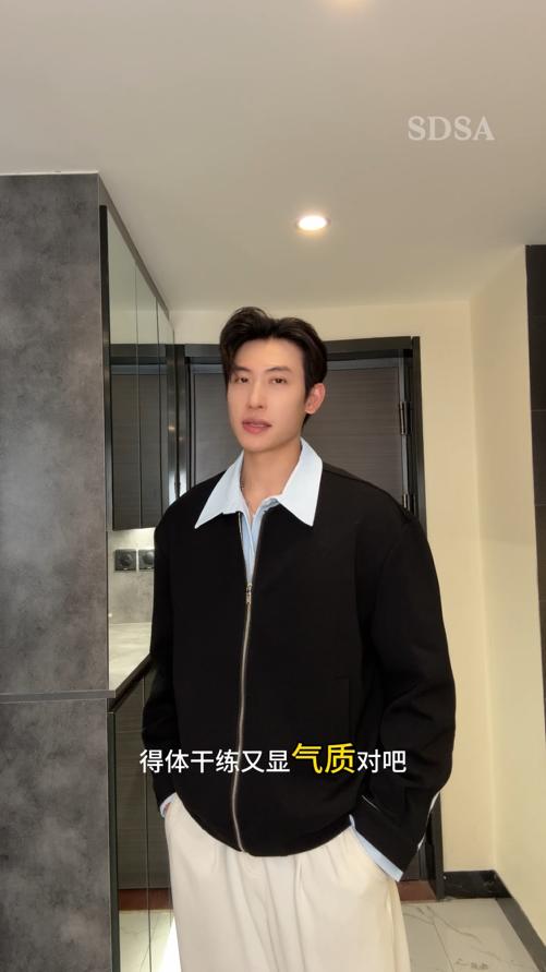 G351SDSA男士秋冬新款痞帅男装韩版撞色拼接拉链翻领卫衣百搭宽松外套 商品图0