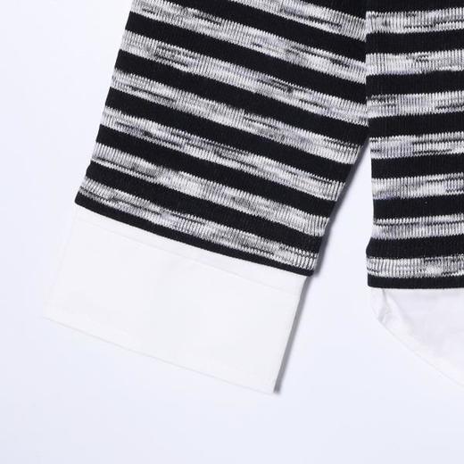 8583653SDSA男士秋冬新款痞帅男装韩版撞色条纹polo衫拼接下摆设计百搭 商品图4