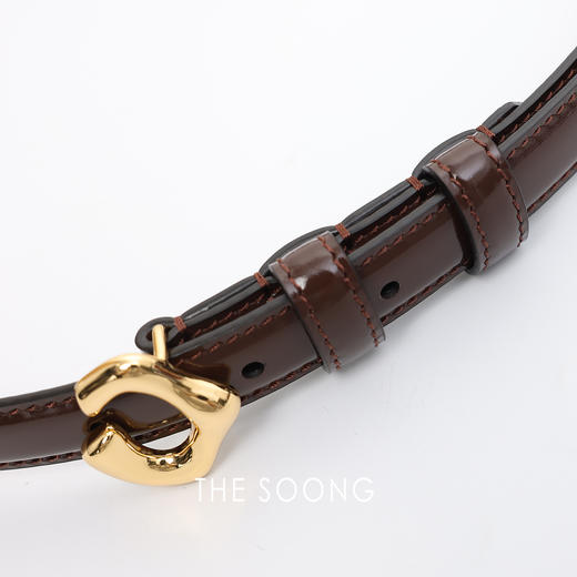 THESOONG经典头层牛皮光泽质感百搭C字铜扣细皮带HWPD6492 商品图7