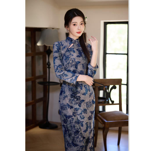 中国风长款斜襟新中式，改良日常旗袍裙GX-22796 商品图2