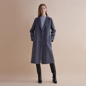 【JASON WU】秋冬新款通勤休闲保暖简约羊毛无弹长款外套西装大衣女