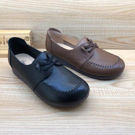 豪行2023年秋季新品时尚休闲真皮软底舒适女单鞋23343158 商品图4