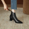 【预售5天】巨舒适~软羊皮粗跟法式及裸靴短靴女秋冬新款尖头切尔西单靴LG&2363-35 商品缩略图4
