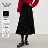 【10/1新品】熙世界赫本风黑金丝绒半身裙女秋冬新款雪花刺绣高腰显瘦a字半裙 商品缩略图0