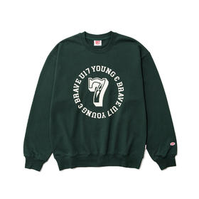 U17 环形7号印花圆领卫衣 墨绿色