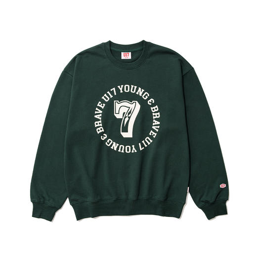 U17 环形7号印花圆领卫衣 墨绿色 商品图0