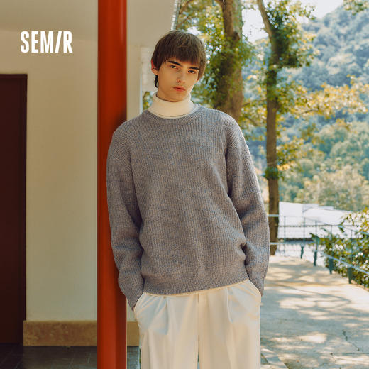 森马毛衫男冬假两件针织衫打底内搭2025新款花纱线衣时尚圆领毛衣 商品图1