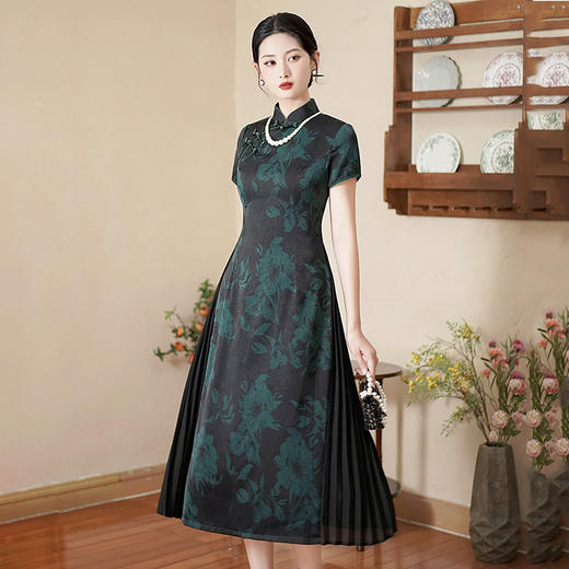 奥戴国风新中式显瘦妈妈装改良旗袍SC16953 商品图0