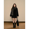 鹿向南「丽兹日记」学院风黑色中长款双排扣宽松显瘦毛呢外套女秋 商品缩略图1