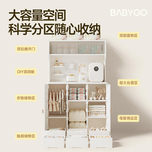 BABYGO儿童喂养台宝宝置物玩具收纳柜趣搭搭玩具收纳架儿童衣柜 商品图1
