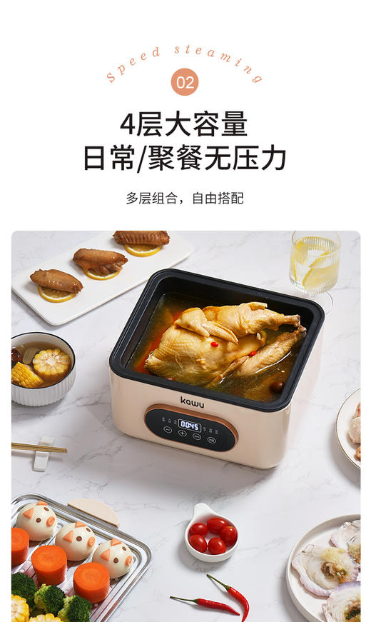 🌈福利特惠❗❗只要139【卡屋三层电蒸锅BT-ZG10】🔥相等于一份钱买了两款锅：蒸锅+电火锅💥 🉑聚能环发热 1500W速热💕长效保温 安全防干烧✔️ 商品图2