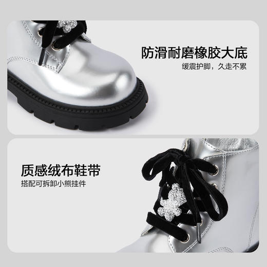 笛莎Deesha 女童童鞋2025冬季新款短筒薄绒皮靴 商品图3