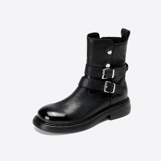 Westory2025年冬季低跟方头牛皮休闲中性风短靴S25DS85811 商品图8