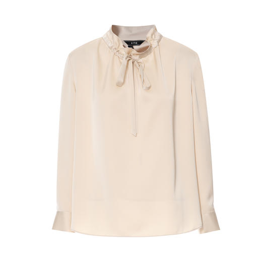 【紫色缎面衬衫】EITIE爱特爱气质抽绳木耳领直筒显瘦2025秋新款上衣C2513826 商品图10