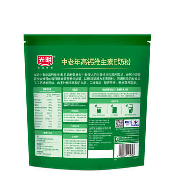 光明中老年高钙维生素E袋装400g 0蔗糖 中老年奶粉 商品图0