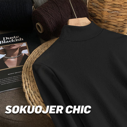 【买一送一】亲肤莫代尔打底衫软糯双面磨毛半高领打底衫女秋冬修身显瘦长袖t恤内搭上衣 商品图12