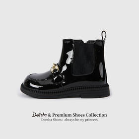 笛莎Deesha 女童童鞋2025冬季新款短筒皮靴