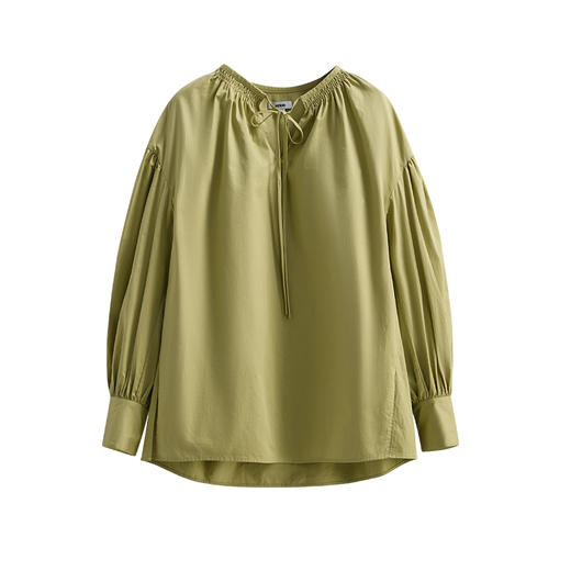 【JASON WU】春夏新款休闲圆领可调节系带纯棉减龄上衣衬衣衬衫女 商品图5