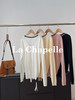 专柜实拍【绵羊毛/高质感】拉夏贝尔/La Chapelle设计感抽绳系带针织衫女秋季新款撞色V领长袖上衣 商品缩略图1