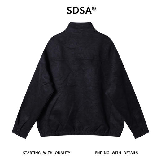 252753SDSA男士秋冬新款痞帅男装复古褶皱拉链立领夹克外套宽松时尚上衣 商品图5