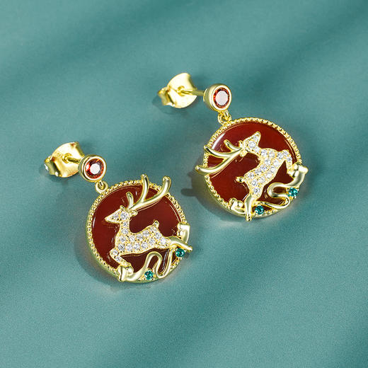 敦煌文创 九色鹿系列纯银耳环 商品图2