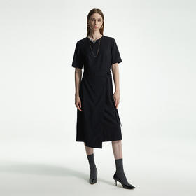 【JASON WU】夏季新款休闲通勤圆领收腰系带宽松百搭裙子长裙连衣裙