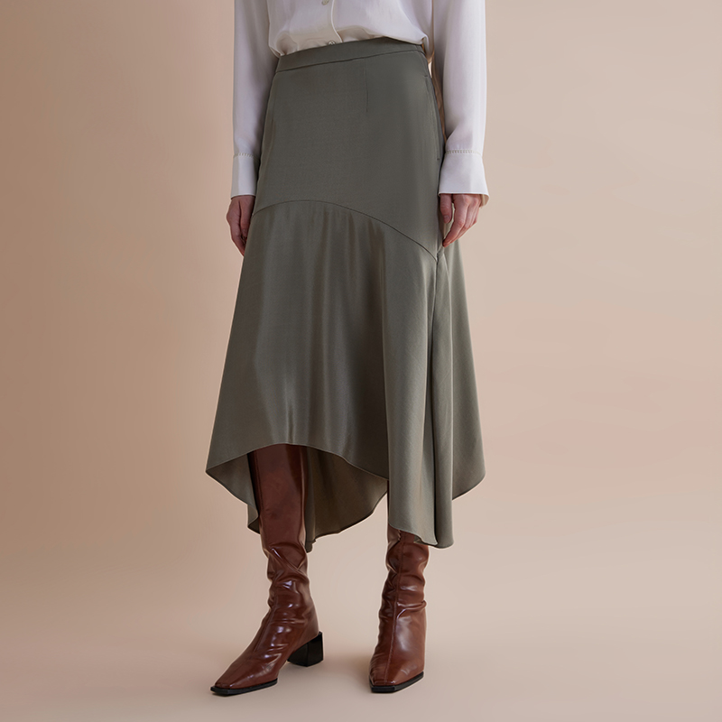 【JASON WU】夏季新款通勤百搭简约修身休闲桑蚕丝裙子半身裙鱼尾裙