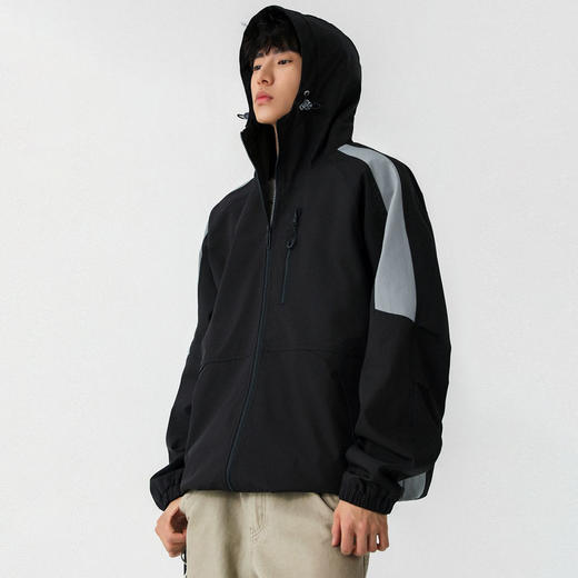 半身缘男装 春季百搭连帽外套拼接撞色宽松夹克外套261112U01310045 商品图1