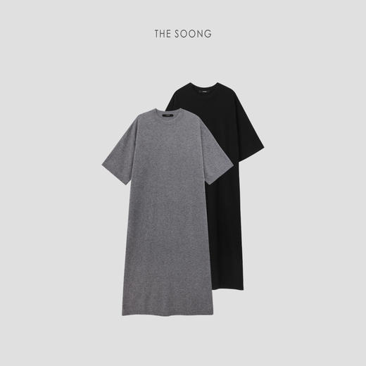 THESOONG/绵羊毛七分袖极简慵懒时髦廓形T恤裙女中长款宽松HWQZ7510 商品图8