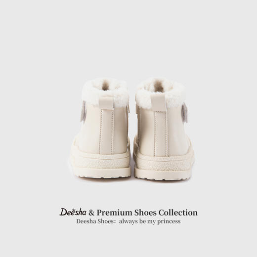 笛莎Deesha 女童童鞋2025冬季新款保暖加绒短筒皮靴 商品图4