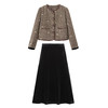 2025年冬装新款咖色三角花边上衣金丝绒长裙套装YJLY8663 商品缩略图4