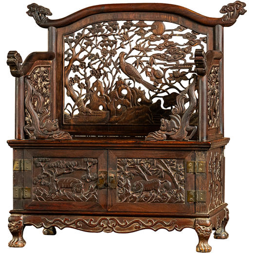 清早期	黄花梨透雕锦上添花宝座式镜台 商品图5