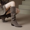 【预售7天】真皮新款尖头褶皱堆堆长筒靴女秋冬显瘦粗跟西部牛仔靴骑士靴长靴SY&G1063-1 商品缩略图0