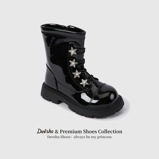 笛莎Deesha 女童童鞋2025冬季新款短筒皮靴 商品图1