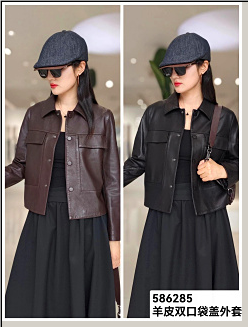 586285短款双盖绵羊皮外套