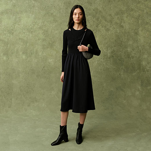 【JASON WU】春季新款简约百搭休闲镂空针梭拼裙子长裙连衣裙 商品图0