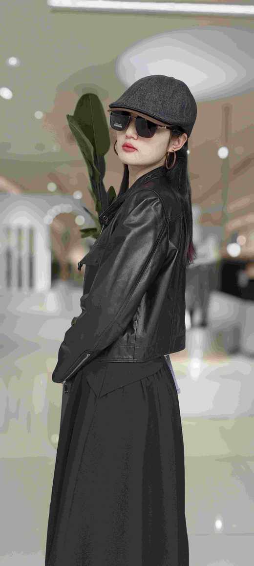 582595羊皮立领拉链夹克 商品图4