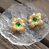 北京仓｜Gripoix Paris-Byzantine Shell-绿色 拜占庭印章 琉璃 耳夹（无需耳洞）［法国设计师］ 商品缩略图0