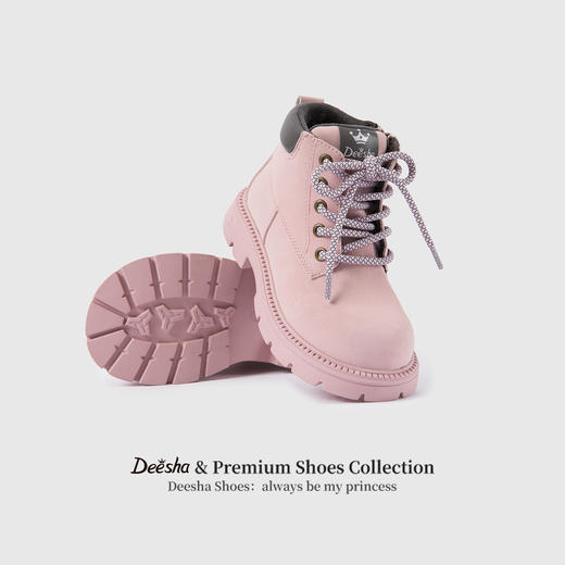 笛莎Deesha 女童童鞋2025冬季新款短筒薄绒皮靴 商品图2