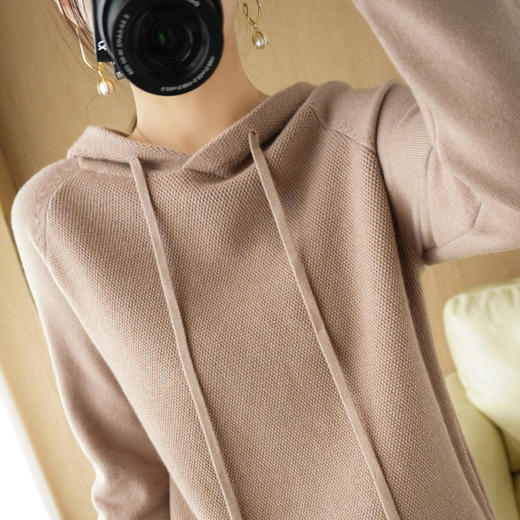 【QingFan连帽针织衫】春季新款针织衫 长袖套头 抽绳卫衣 多色百搭NJR-052 商品图1