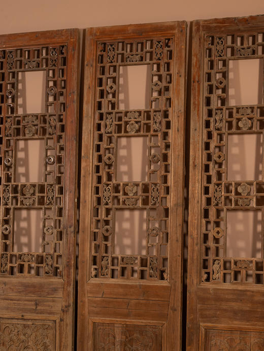 清	松木雕博古清供图隔扇一组（六件） 商品图2