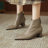 【预售5天】巨舒适~软羊皮粗跟法式及裸靴短靴女秋冬新款尖头切尔西单靴LG&2363-35 商品缩略图1