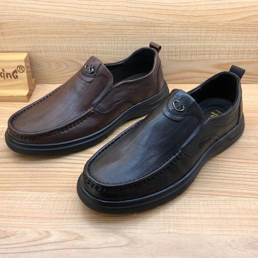 豪行2023年秋季新品商务休闲真皮套脚软底男单鞋13341022 商品图1
