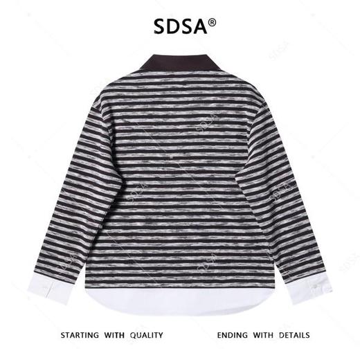 8583653SDSA男士秋冬新款痞帅男装韩版撞色条纹polo衫拼接下摆设计百搭 商品图5