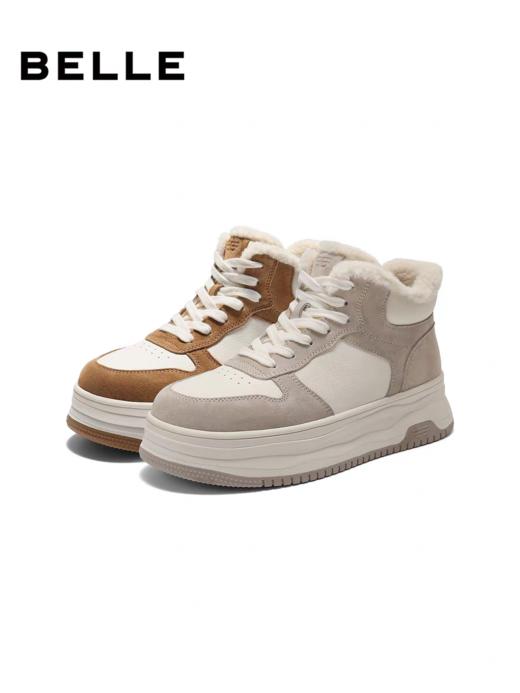 BF楼百丽高帮加绒板鞋子女2025新款面包棉鞋厚底增高休闲板鞋E6T1DDD5 商品图0