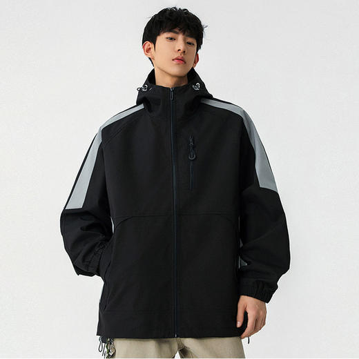 半身缘男装 春季百搭连帽外套拼接撞色宽松夹克外套261112U01310045 商品图2