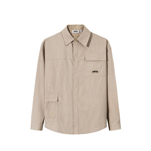 安踏潮流高街竖条纹长袖衬衫男女同款秋季宽松衬衣外套172538109 商品图1