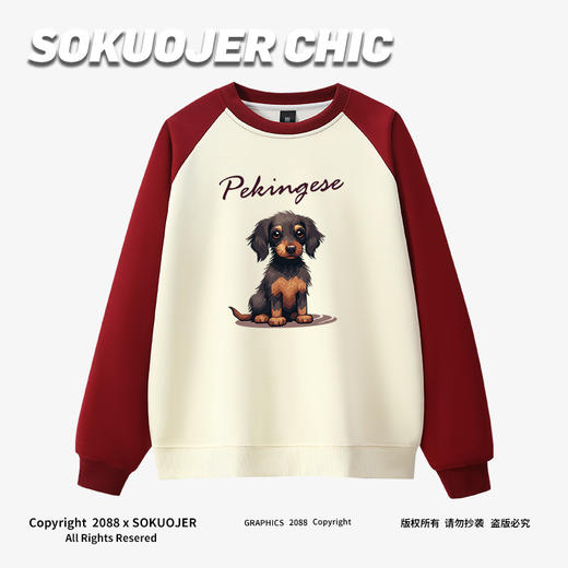 高品质美式圆领重磅卫衣女秋冬新款休闲温柔的眼神2印花宽松大码 商品图0